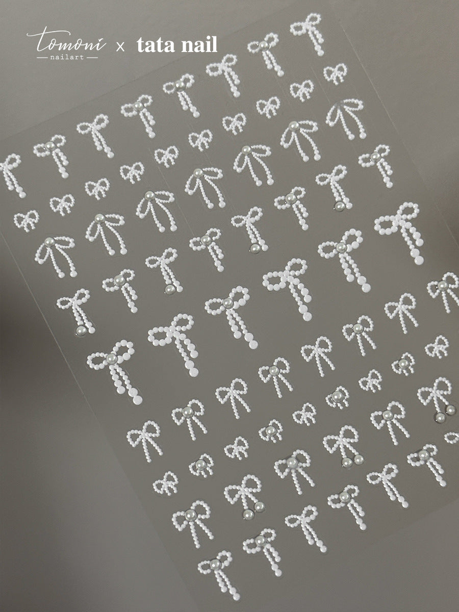 New Crystal Bow Nail Stickers with Elegant Lines