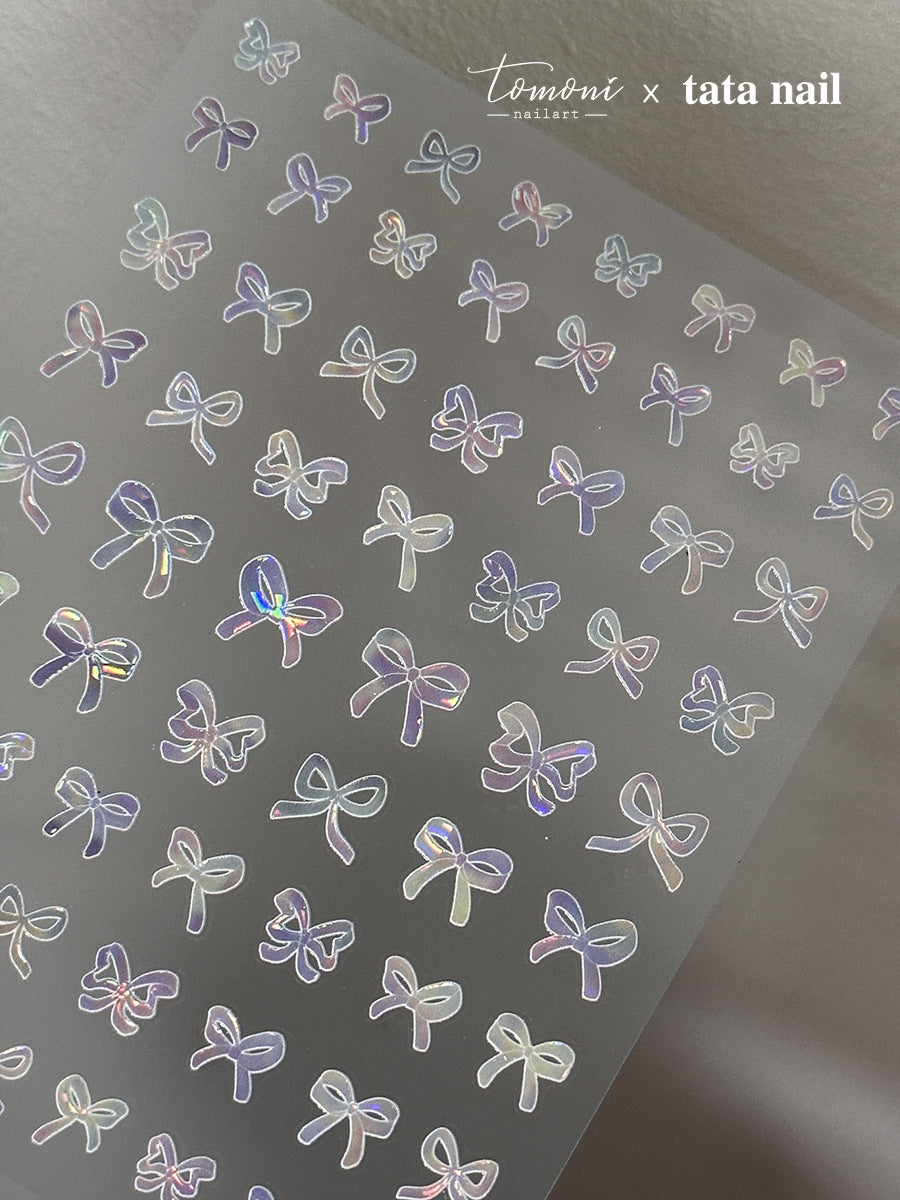 New Crystal Bow Nail Stickers with Elegant Lines